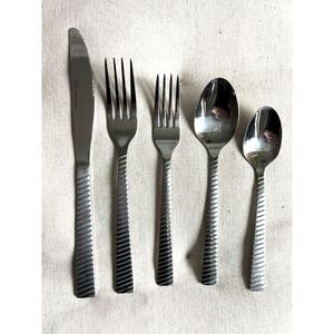 5pc Modern Silverware Set Stainless Steel - Mainstays Nalla Collection